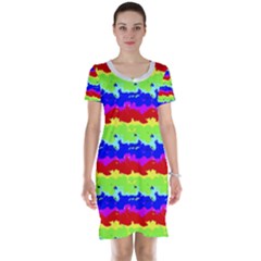 Colorful Abstract Collage Print Short Sleeve Nightdress