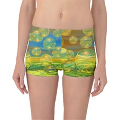 Golden Days, Abstract Yellow Azure Tranquility Boyleg Bikini Bottoms by DianeClancy