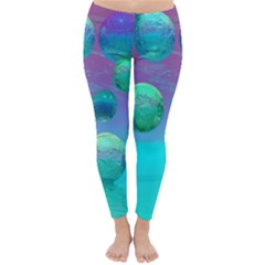 Ocean Dreams, Abstract Aqua Violet Ocean Fantasy Winter Leggings  by DianeClancy