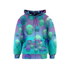 Ocean Dreams, Abstract Aqua Violet Ocean Fantasy Kids  Zipper Hoodie by DianeClancy