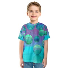 Ocean Dreams, Abstract Aqua Violet Ocean Fantasy Kid s Sport Mesh Tee