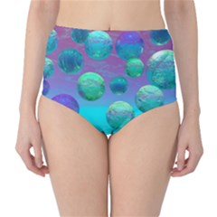 Ocean Dreams, Abstract Aqua Violet Ocean Fantasy High-waist Bikini Bottoms