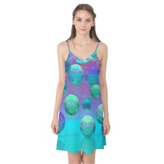 Ocean Dreams, Abstract Aqua Violet Ocean Fantasy Camis Nightgown by DianeClancy