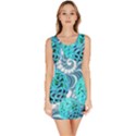 Teal Sea Forest, Abstract Underwater Ocean Sleeveless Bodycon Dress View1