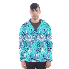 Teal Sea Forest, Abstract Underwater Ocean Hooded Wind Breaker (men) by DianeClancy