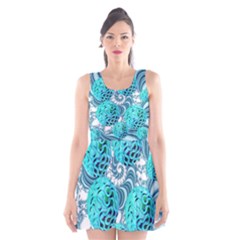 Teal Sea Forest, Abstract Underwater Ocean Scoop Neck Skater Dress by DianeClancy