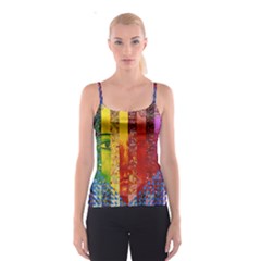 Conundrum I, Abstract Rainbow Woman Goddess  Spaghetti Strap Top by DianeClancy