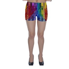 Conundrum I, Abstract Rainbow Woman Goddess  Skinny Shorts by DianeClancy