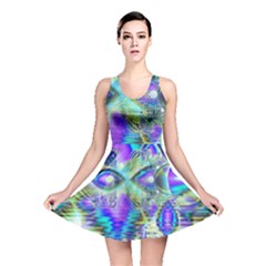 Abstract Peacock Celebration, Golden Violet Teal Reversible Skater Dress by DianeClancy