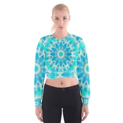 Blue Ice Goddess, Abstract Crystals Of Love Women s Cropped Sweatshirt