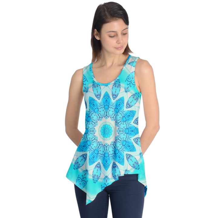 Blue Ice Goddess, Abstract Crystals Of Love Sleeveless Tunic