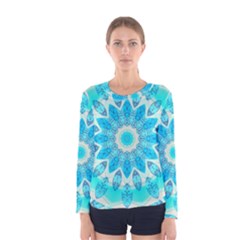 Blue Ice Goddess, Abstract Crystals Of Love Women s Long Sleeve Tee