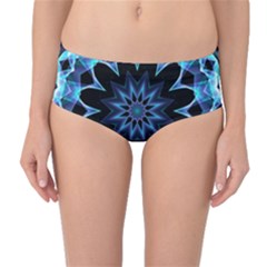 Crystal Star, Abstract Glowing Blue Mandala Mid-waist Bikini Bottoms by DianeClancy