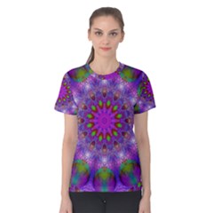 Rainbow At Dusk, Abstract Star Of Light Women s Cotton Tee