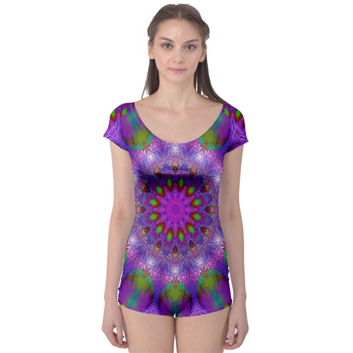 Rainbow At Dusk, Abstract Star Of Light Boyleg Leotard (Ladies)