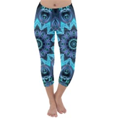 Star Connection, Abstract Cosmic Constellation Capri Winter Leggings 