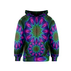 Star Of Leaves, Abstract Magenta Green Forest Kids  Zipper Hoodie by DianeClancy