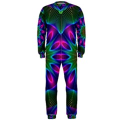 Star Of Leaves, Abstract Magenta Green Forest Onepiece Jumpsuit (men)  by DianeClancy