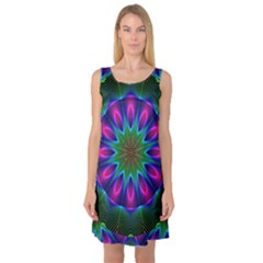 Star Of Leaves, Abstract Magenta Green Forest Sleeveless Satin Nightdress by DianeClancy