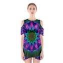 Star Of Leaves, Abstract Magenta Green Forest Cutout Shoulder Dress View1