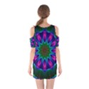 Star Of Leaves, Abstract Magenta Green Forest Cutout Shoulder Dress View2