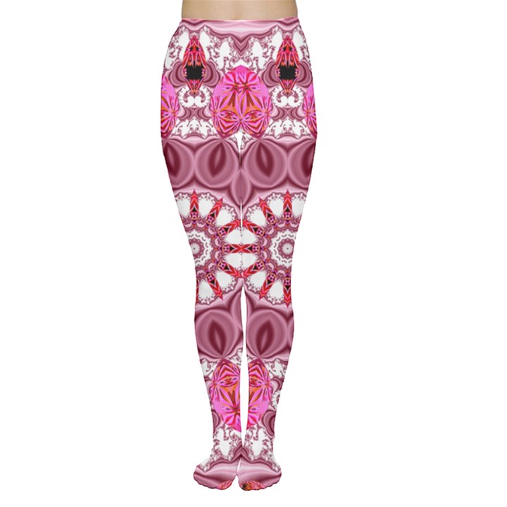 Twirling Pink, Abstract Candy Lace Jewels Mandala  Women s Tights