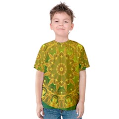 Yellow Green Abstract Wheel Of Fire Kid s Cotton Tee