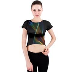 Abstract Rainbow Lily, Colorful Mystical Flower  Crew Neck Crop Top by DianeClancy