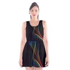 Abstract Rainbow Lily, Colorful Mystical Flower  Scoop Neck Skater Dress