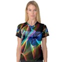 Aurora Ribbons, Abstract Rainbow Veils  Women s V-Neck Sport Mesh Tee View1