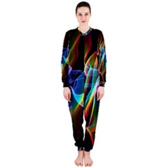 Aurora Ribbons, Abstract Rainbow Veils  Onepiece Jumpsuit (ladies)  by DianeClancy