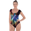 Aurora Ribbons, Abstract Rainbow Veils  Short Sleeve Leotard (Ladies) View1