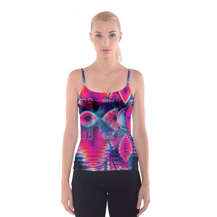 Cosmic Heart of Fire, Abstract Crystal Palace Spaghetti Strap Top