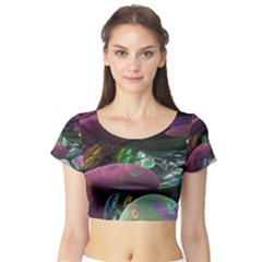 Creation Of The Rainbow Galaxy, Abstract Short Sleeve Crop Top (tight Fit) by DianeClancy