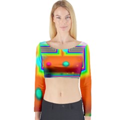 Crossroads Of Awakening, Abstract Rainbow Doorway  Long Sleeve Crop Top by DianeClancy