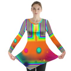 Crossroads Of Awakening, Abstract Rainbow Doorway  Long Sleeve Tunic 