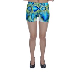 Crystal Lime Turquoise Heart Of Love, Abstract Skinny Shorts by DianeClancy