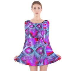 Crystal Northern Lights Palace, Abstract Ice  Long Sleeve Velvet Skater Dress