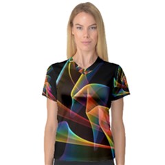 Crystal Rainbow, Abstract Winds Of Love  Women s V-neck Sport Mesh Tee