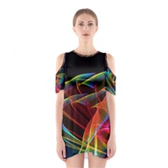 Dancing Northern Lights, Abstract Summer Sky  Cutout Shoulder Dress by DianeClancy