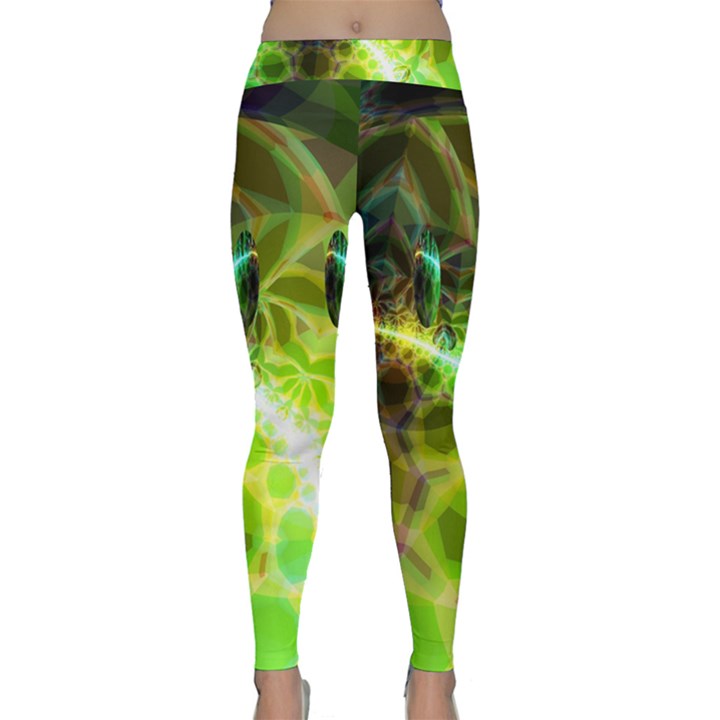 Dawn Of Time, Abstract Lime & Gold Emerge Yoga Leggings