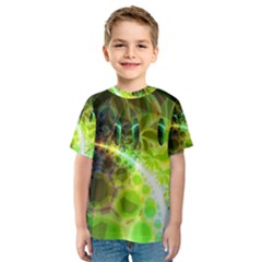 Dawn Of Time, Abstract Lime & Gold Emerge Kid s Sport Mesh Tee