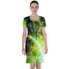 Dawn Of Time, Abstract Lime & Gold Emerge Short Sleeve Nightdress by DianeClancy