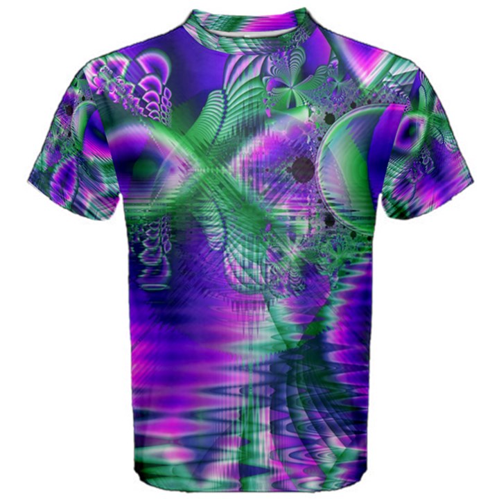 Evening Crystal Primrose, Abstract Night Flowers Men s Cotton Tee