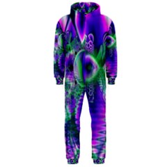 Evening Crystal Primrose, Abstract Night Flowers Hooded Jumpsuit (men) 