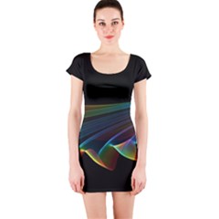  Flowing Fabric Of Rainbow Light, Abstract  Short Sleeve Bodycon Dress