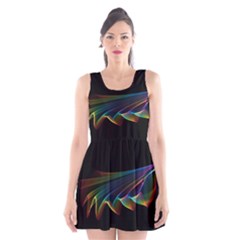  Flowing Fabric Of Rainbow Light, Abstract  Scoop Neck Skater Dress by DianeClancy