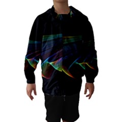  Flowing Fabric Of Rainbow Light, Abstract  Hooded Wind Breaker (kids) by DianeClancy