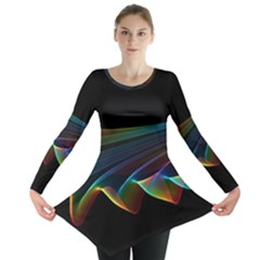  Flowing Fabric Of Rainbow Light, Abstract  Long Sleeve Tunic 