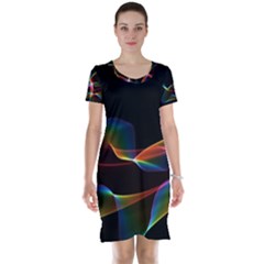 Fluted Cosmic Rafluted Cosmic Rainbow, Abstract Winds Short Sleeve Nightdress by DianeClancy